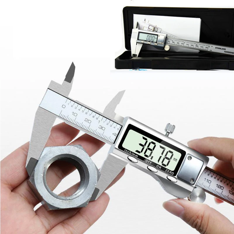 6&quot 0-150mm Large LCD Smooth-gliding Durable Stainless Steel Digital Caliper Electronic vernier caliper Measuring Tool with box |