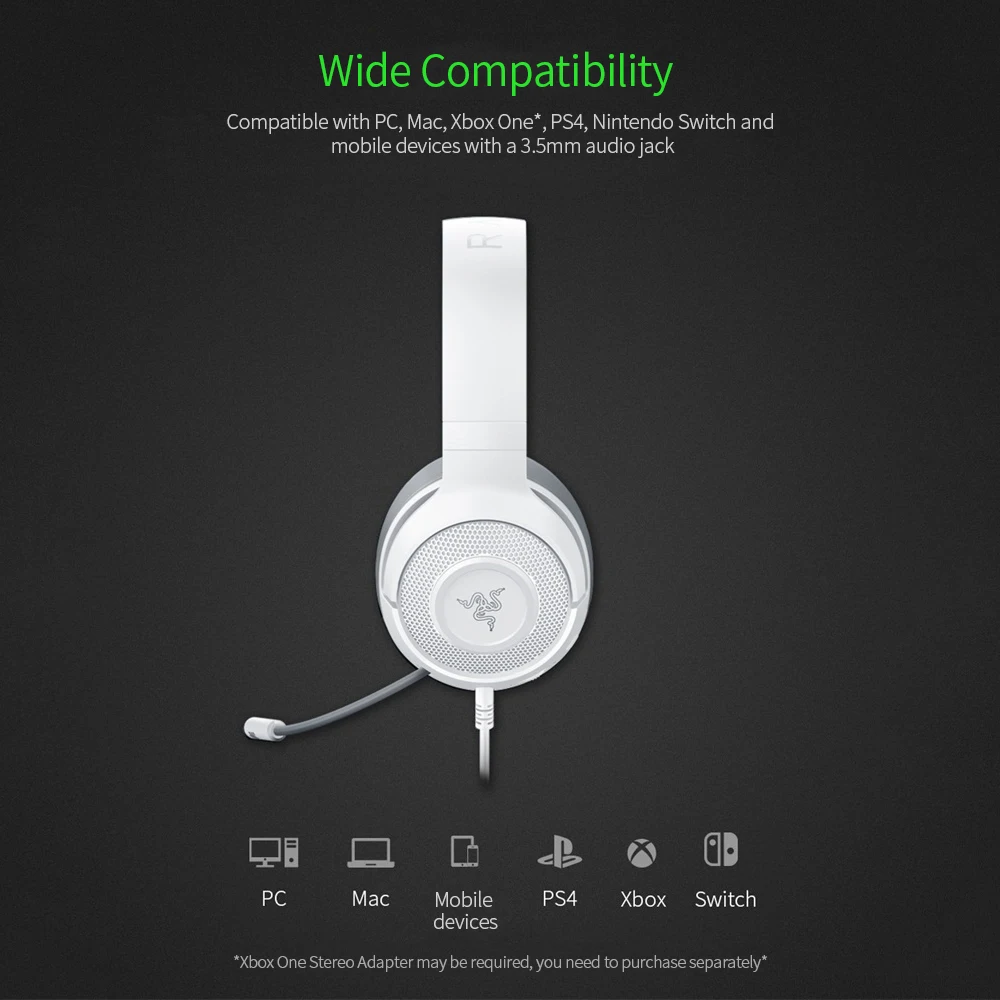 Фото Игровая гарнитура Razer Kraken Essential X 3 5 мм наушники с объемным звуком 7 1 светильник Игровая гарнитура Razer Kraken Essential X 3 5 мм наушники с объемным звуком 7 1 светильник