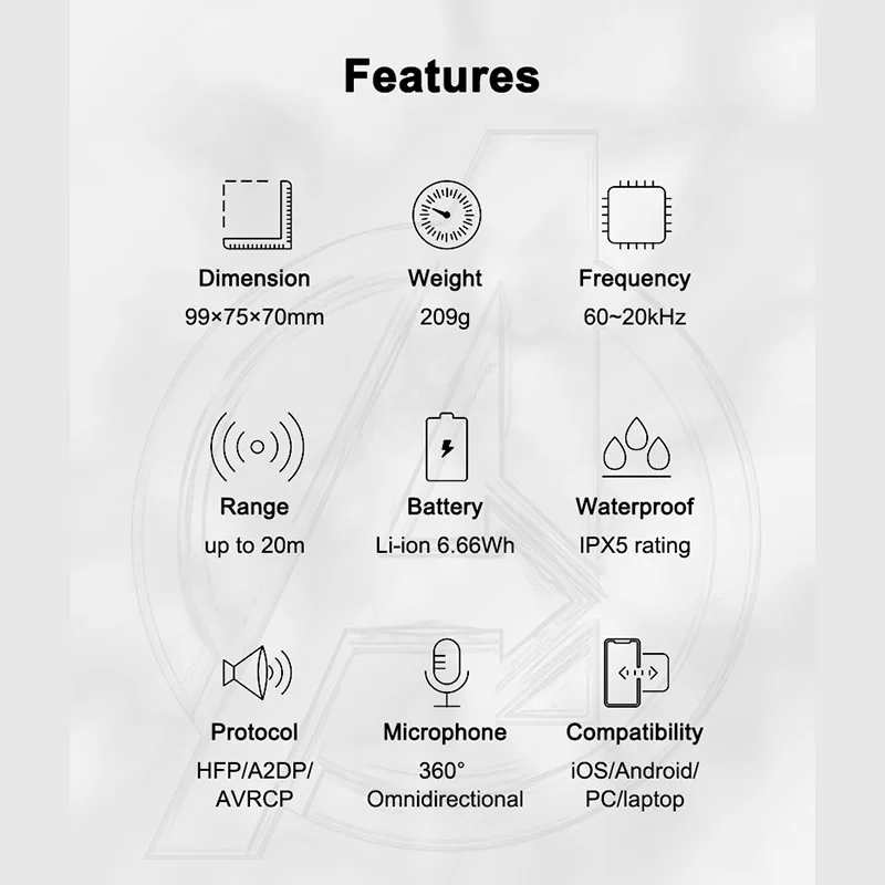 Оригинальный TWS стерео динамик с сертификатом Marvel Bluetooth Капитан Америка