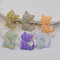 40pcslot 45cm plaid fabric cat padded appliques for diy handmade children hair clip accessories and garment accessories