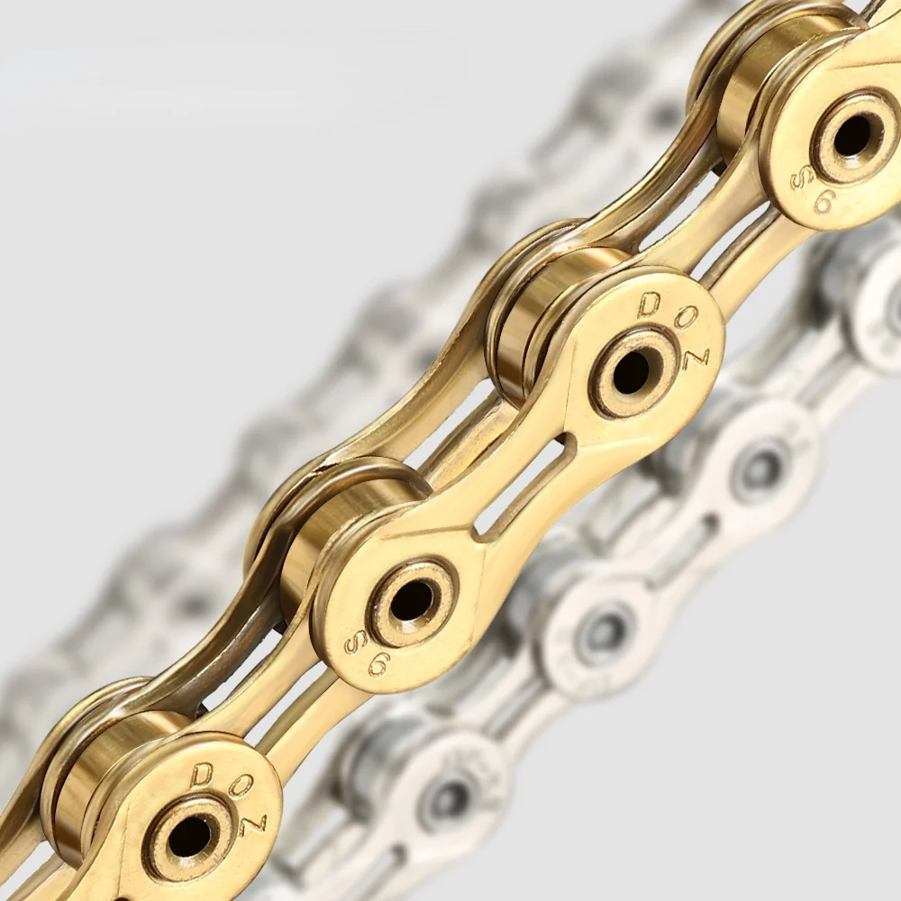

9/10/11 Speed Bicycle Chain Half/Full Hollow Bike Chain Mountain/Road Chains Ultralight 116 Quick Link Gold/Silver