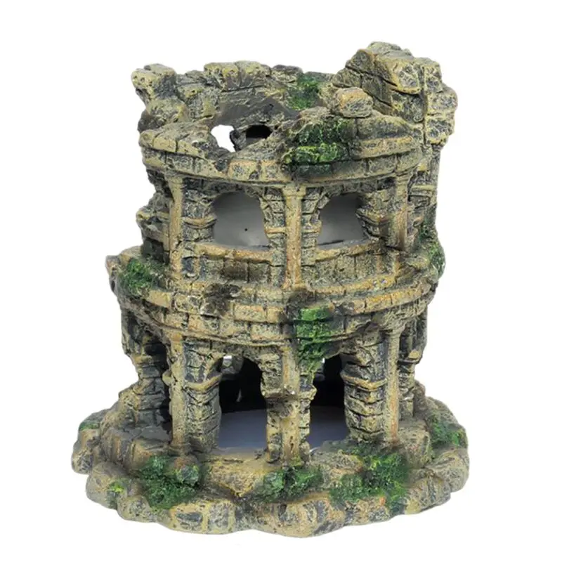 

Colosseum Aquarium Fish Tank Landscaping Decoration Vintage Home Resin Hideaway Shrimp Breeding Hiding Cave Shelter