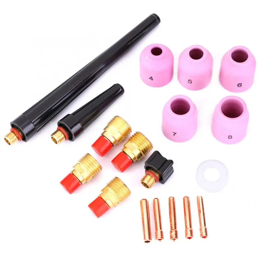 18 шт. TIG газовый объектив аксессуар цанговый Корпус задняя крышка наконечник