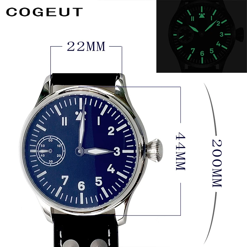 Мужские механические часы pilot Seagull st3600 6497 сапфировые Corgeut винтажные военные наручные часы 17 драгоценностей ручной работы 44 мм