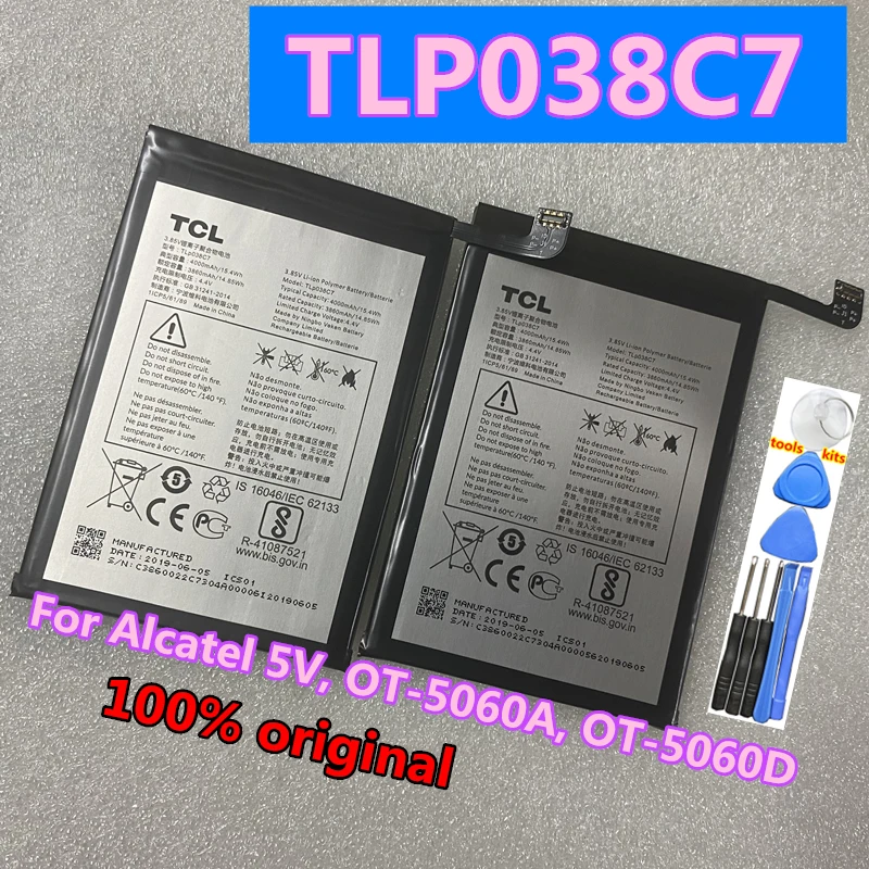 Оригинальный аккумулятор 4000 мАч TLP038C1 TLP038C7 для Alcatel 5 В стандартная батарей 7 6062 Вт |