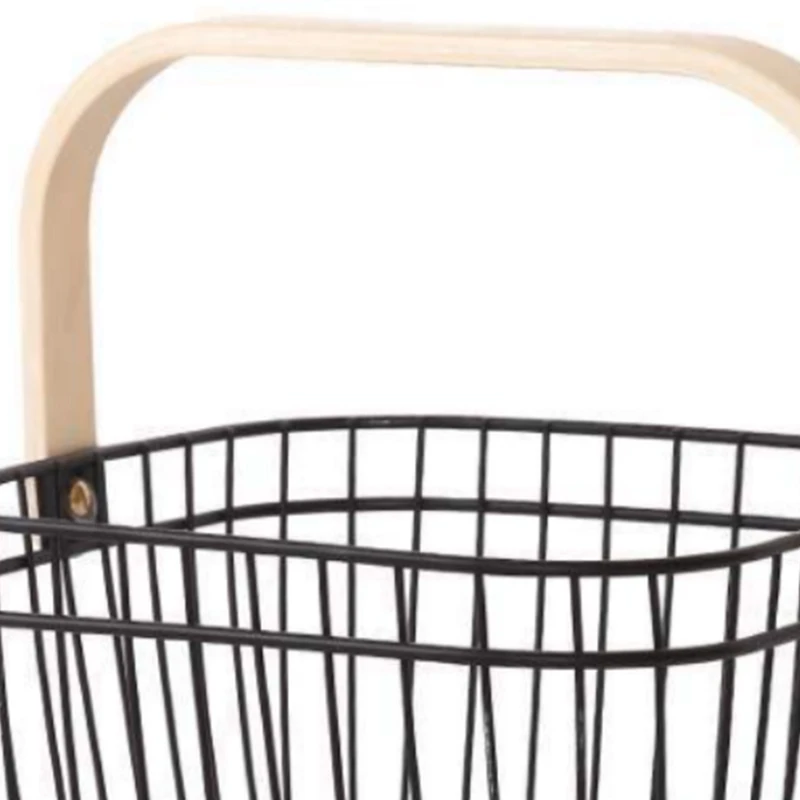 Железная корзина для высушенных фруктов с деревянной ручкой | Дом и сад