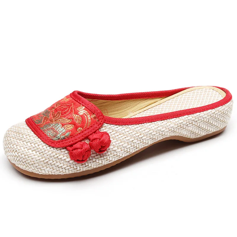 

Spring/Summer 2021 fashion color-blocking fabric with square heel soft bottom ladies slippers 1829