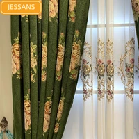 european style high end chenille jacquard curtains thickened blackout curtains for living room and bedroom finished products