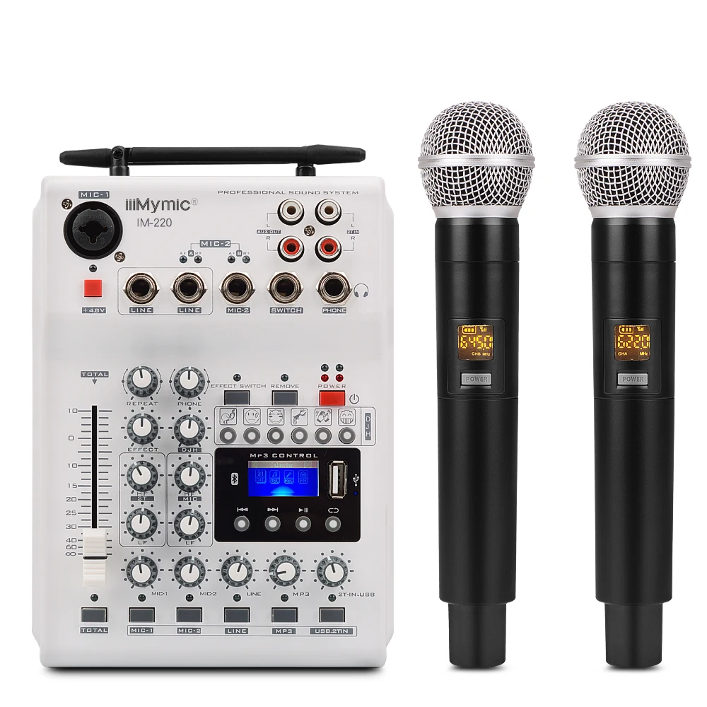 IM 220 аудио DJ миксер КТВ Микрофон Моно USB AUX вход 2 канала ручной UHF беспроводной