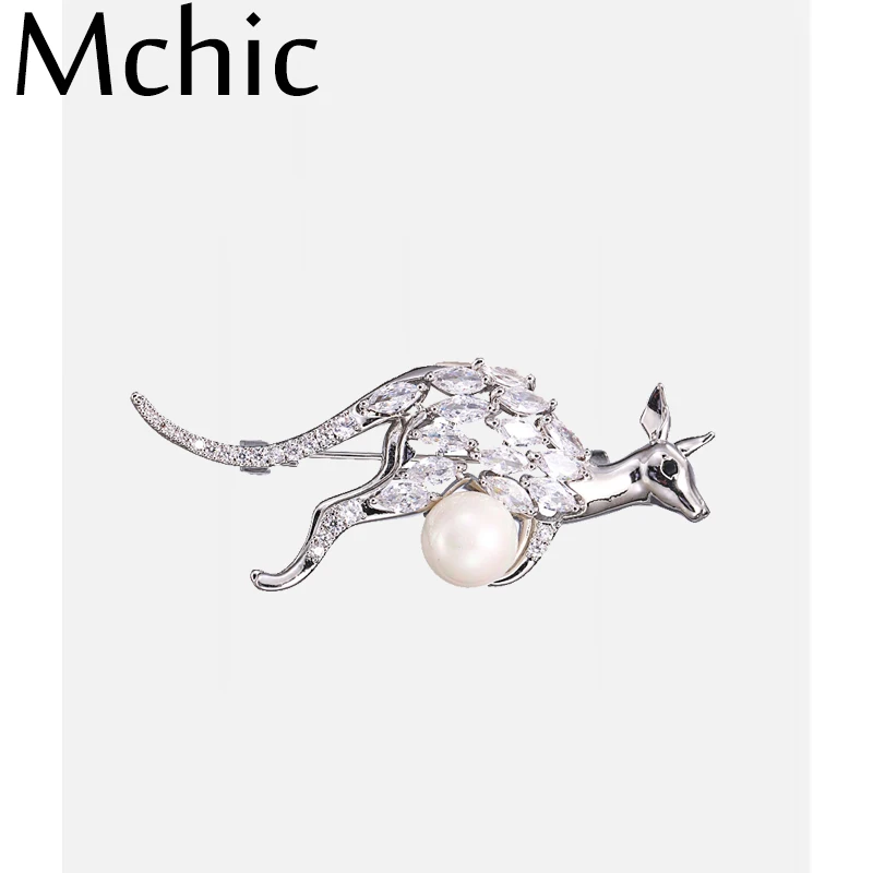 Mchic роскошный кенгуру Bling Прозрачный Цирконий Броши медная оболочка изысканный уникальный CZ мода женский свитер одежда аксессуары