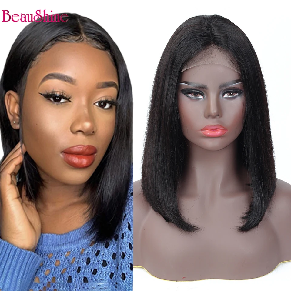 

Brazilian Straight Lace Closure Wig 4x4 Short Bob Wigs 180% Density Lace Closure Bob Wig For Women Nature Color