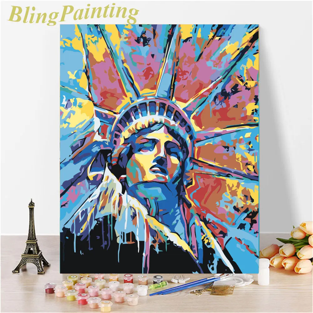 

Oil Painting By Numbers Colorful Graffiti Liberty Statue On Canvas Acrylic Paint Kits Wall Art Picture Home Decor Diy Frame Gift
