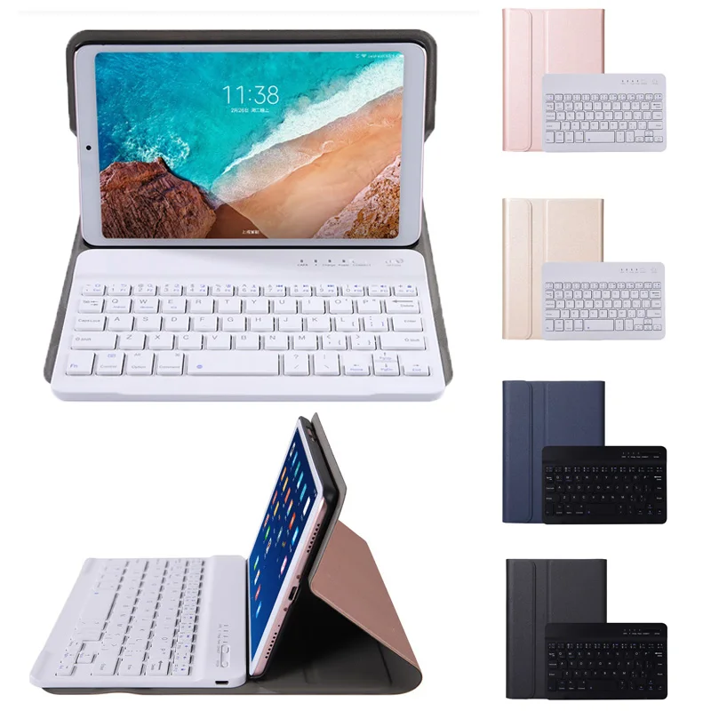 Беспроводная Bluetooth клавиатура чехол для Xiaomi Mi Pad 4 8," Чехол Съемный смарт-кожаный чехол для Xiaomi Pad 4 8,0" Чехол