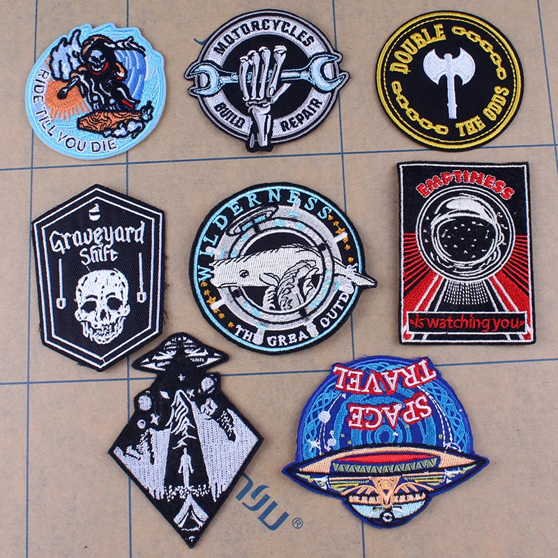 Rock Band Patches DIY Embroidery Metal for Clothing Iron On Patch Hippie Van Gogh UFO Name Clothes Applique | Дом и сад