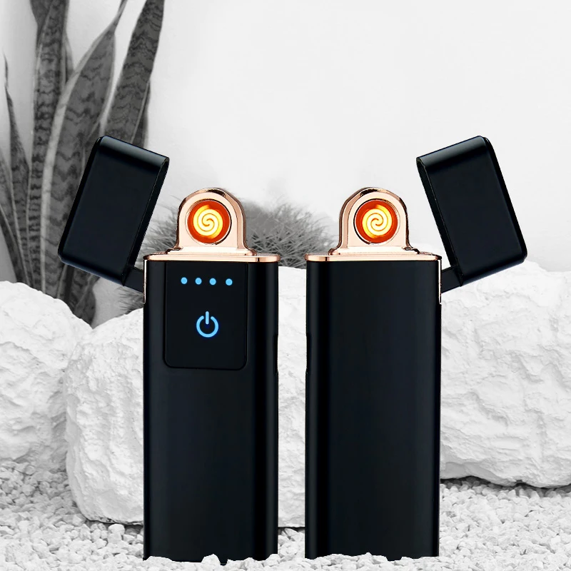 Двусторонняя зажигание USB электрическая зажигалка для сигарет ветрозащитные Плазменные дуговые зажигалки Вольфрамовая нагревательная катушка Зажигалка гаджеты для мужчин