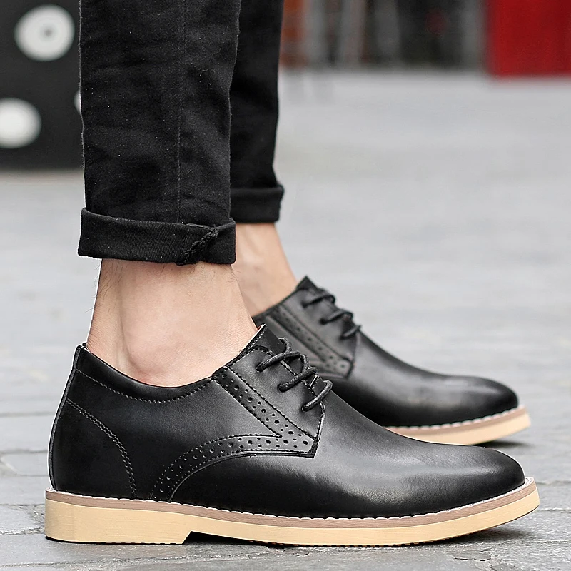 

Новинка; Модные Классические Кожаные Мужские броги высокого качества; Обувь на шнуровке, визуально увеличивающая рост; Деловые модельные м...