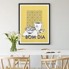 Настенная картина BOM DIA Португалия, минимализм, постер для кухни, кофе, Картина на холсте для гостиной, украшение для дома