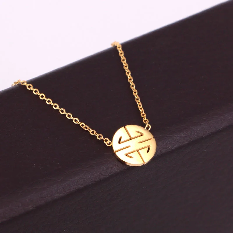 Ожерелье из нержавеющей стали с цепочкой до ключицы колье двойным счастьем в