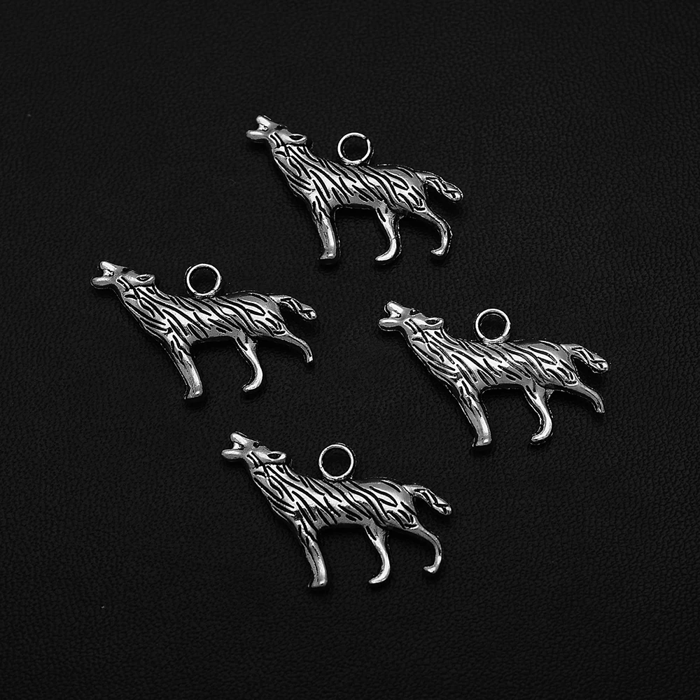 

10pcs/Lots 19x23mm Antique Silver Plated Wolf Charms Animals Pendants For Diy Earrings Trend Making Materials Accessories Parts
