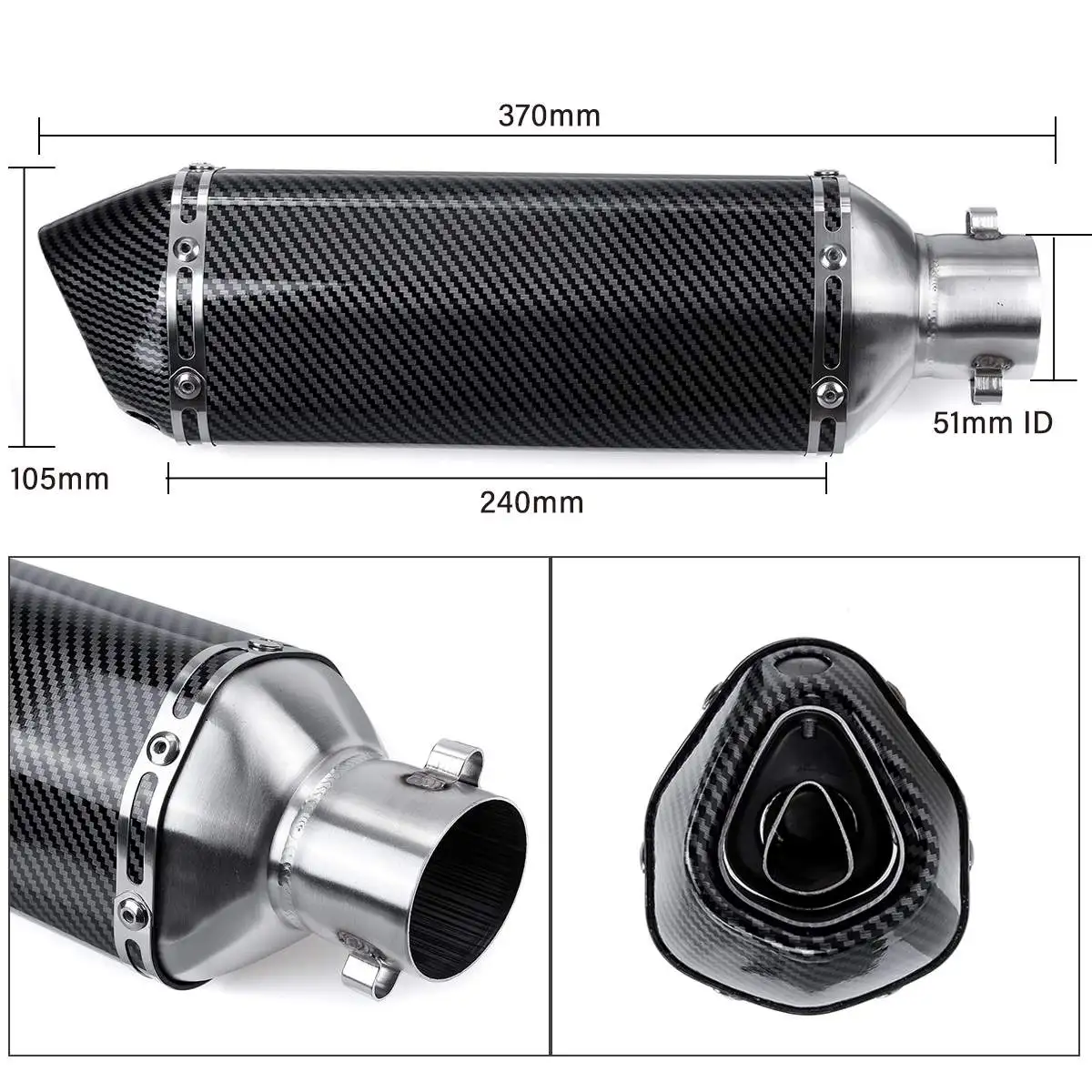 38-51mm Motorcycle Exhaust Muffler Pipe Dirt Street Bike Stainless Tail Tube For Suzuki GSF600 GS1000 for Yamaha Honda |