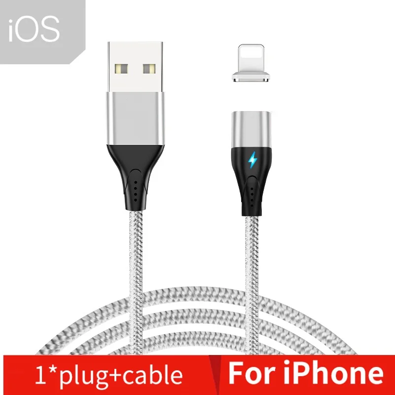 NOHON Магнитный кабель Micro usb type C Магнитный USB кабель передачи данных для быстрой зарядки для iPhone XS MAS X XR 8 7 6 6S магнит зарядное устройство для телефона - Цвет: Silver for iPhone