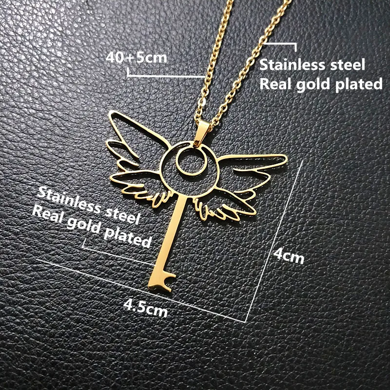 Оптом 10 шт ангел крыло ожерелье из нержавеющей стали ключ с подвеской BFF
