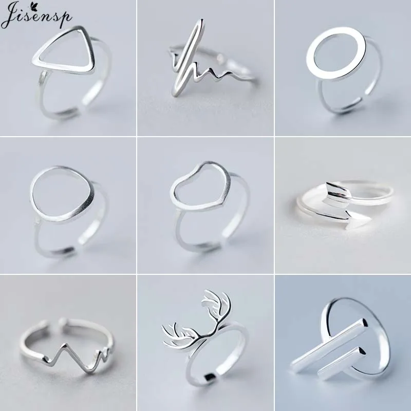Женское геометрическое кольцо Jisensp винтажное серебряное с регулируемым