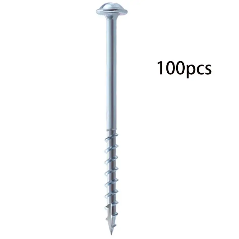 

100 Pcs Coarse Thread Zinc Alloy Coated Pocket Hole Self Tapping Screws Square