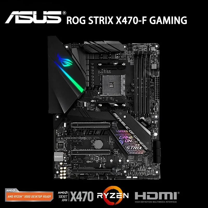 Günstig Buchse AM4 Asus ROG STRIX X470-F GAMING Motherboard AMD X470 DDR4 HDMI-kompatibel 64GB PCI-E 3,0 Desktop X470 Mainboard AM4 Verwendet
