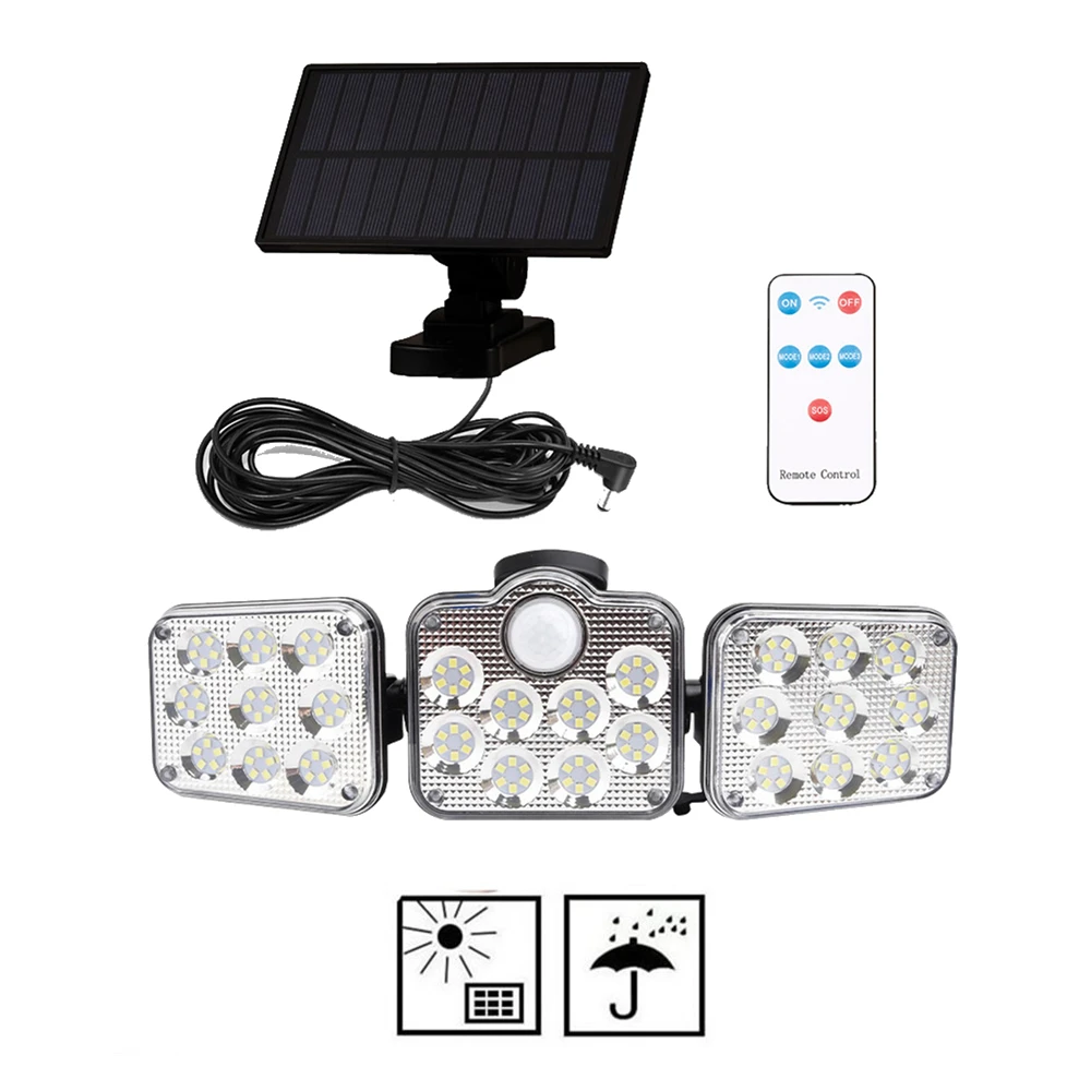 

138 led seperable remote Solar Light Outdoor Solar Lamp Motion Sensor Waterproof wall Garden Decoration security Sunlight cable