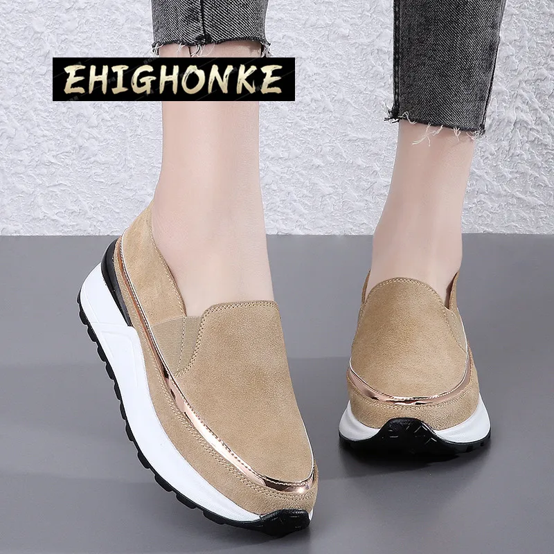 

Женская Трехцветная обувь на платформе, уличная спортивная обувь, модная мягкая обувь для коррекции фигуры, с увеличением на один шаг, женск...