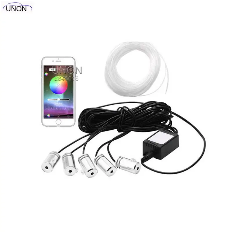 

6 Dans 1 RVB LED Atmosphère Voiture Intérieur Lumière Ambiante Kit Fiber Optique Lumière De Bandes Par App Contrôle Musique