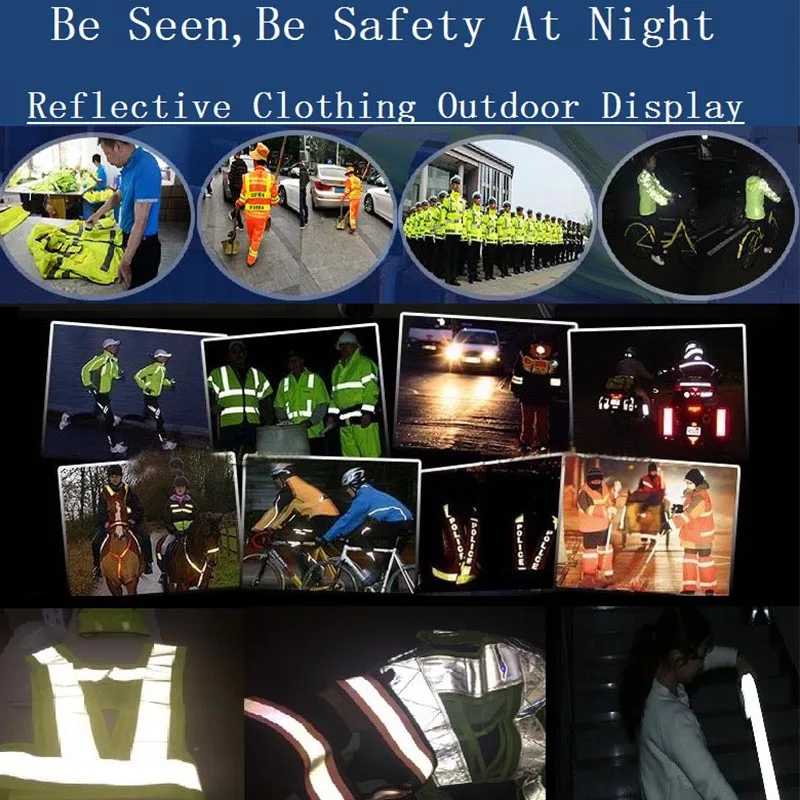

Clothes Warning Reflective Fabric tape Fluorescent Flame Retardant Warning Belt Decorative Strip Safety Belt Sewing Cotton 50Mx5