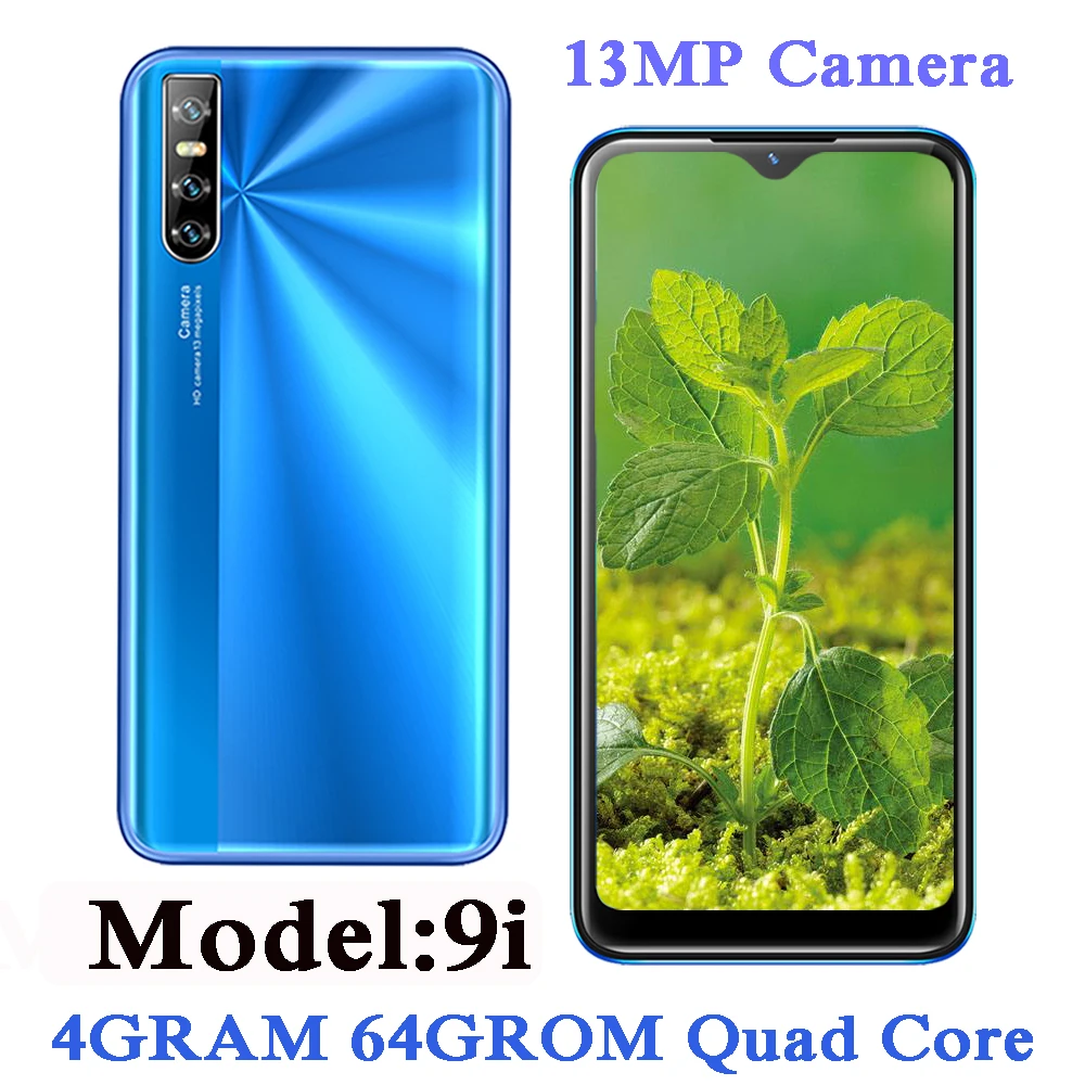 64 Гб ПЗУ 4 ОЗУ смартфоны 9i четырехъядерный 13MP HD Face ID 6 26 дюймов экран капли воды