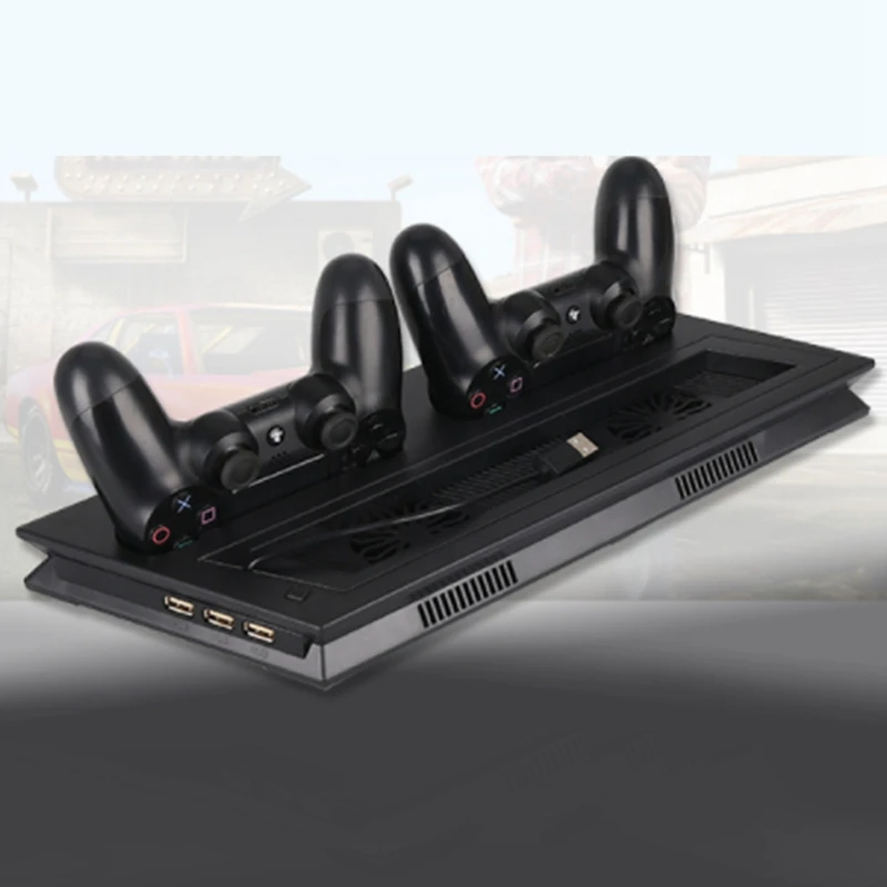 Вертикальная подставка с охлаждающим вентилятором для PS4 Slim/Pro/Обычная Playstation 4