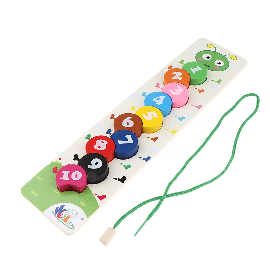 

Lacing Wooden Blocks Set, Learn Numbers Wooden Toys For Children