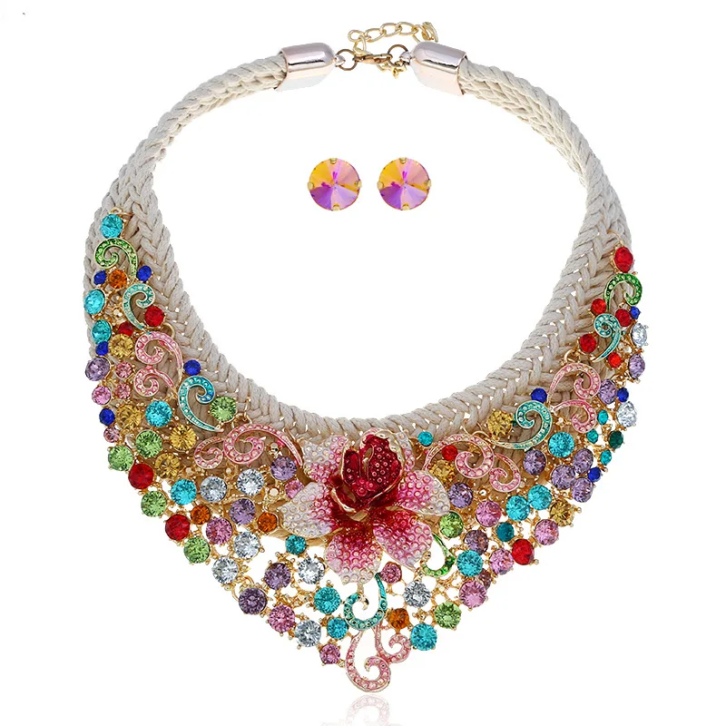 Богемный ювелирный набор модный роскошный австрийский кристалл плетеное