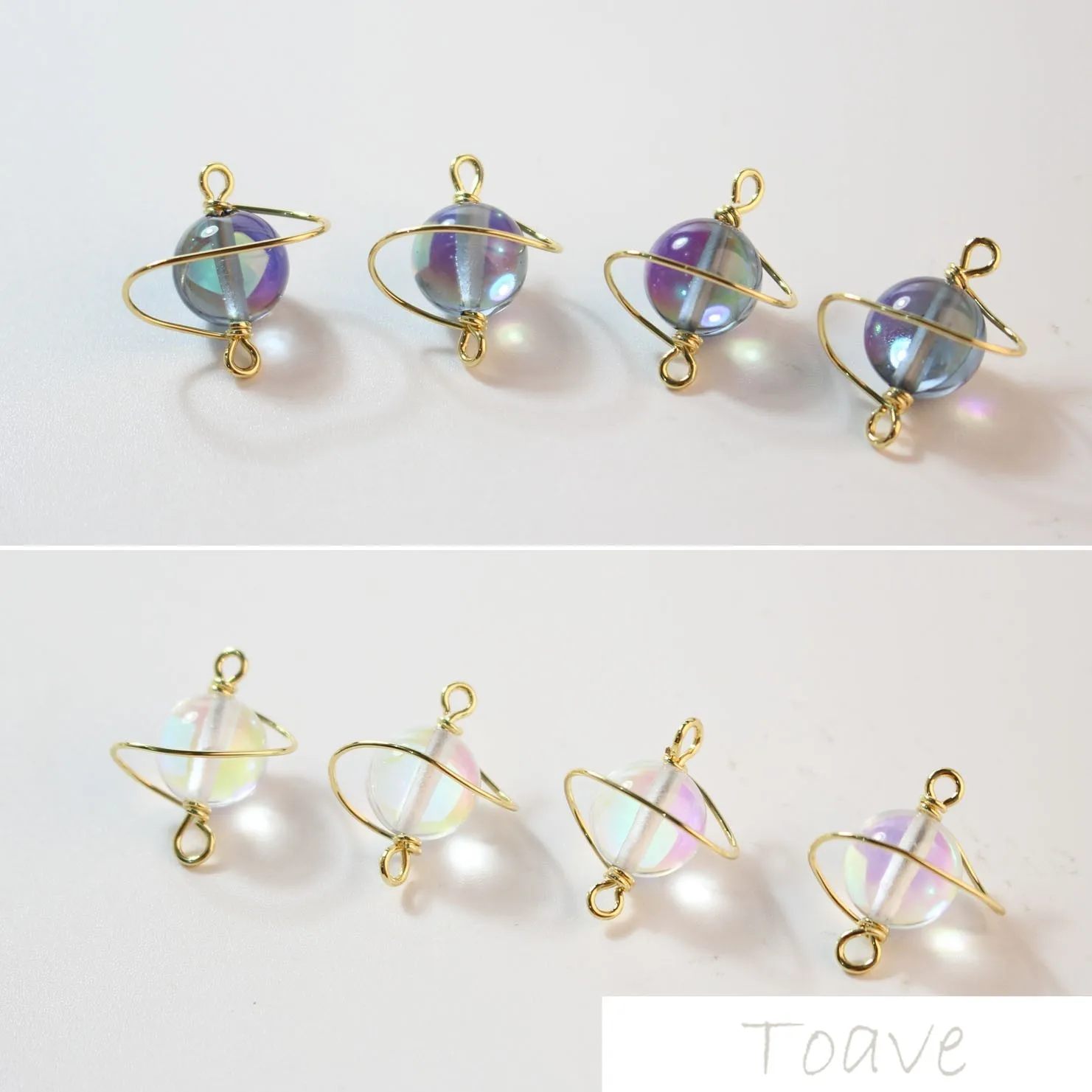 Медное покрытие 18K золото синий волшебная планета Круглые двойные висячие серьги