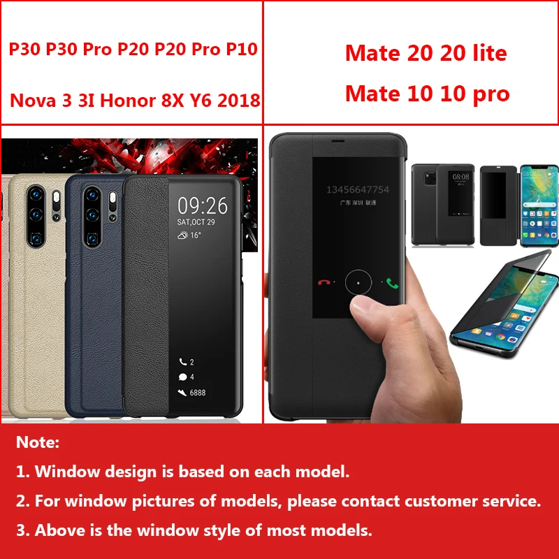 Смарт-чехол с окошком для экрана кожаный флип чехол для huawei P30 P30 Pro P20 P10 Коврики 20 Коврики 10 Nova 3 3I Honor 8X Y6 чехол для телефона чехол