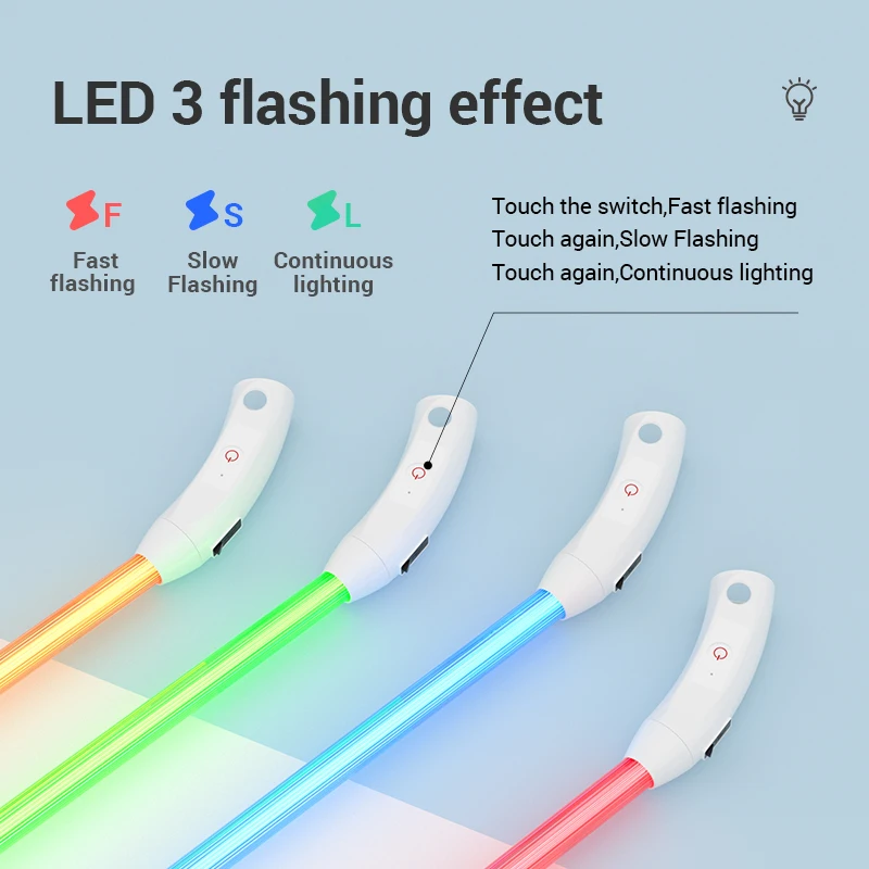 LED USB Dog Collar Rechargeable Night Safety Pet Collars Tube Flashing Glow Glowing Luminous Leash Lead | Дом и сад