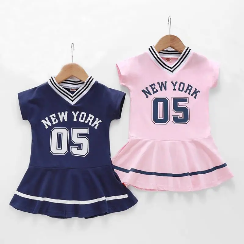 Летнее милое платье с вишенками для девочек Хлопковое модное Повседневное