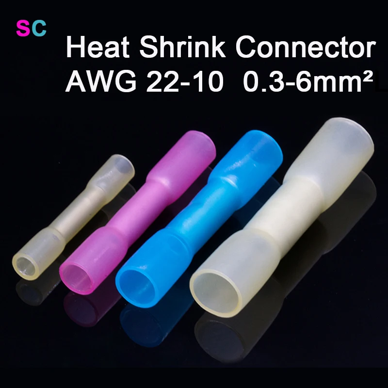 

Heat Shrinkable Cable Terminal Tube 20PCS/Bag BHT0.5 BHT1.25 BHT2 BHT5 AWG22-10 Waterproof Butt Crimp Copper Insulated Connector