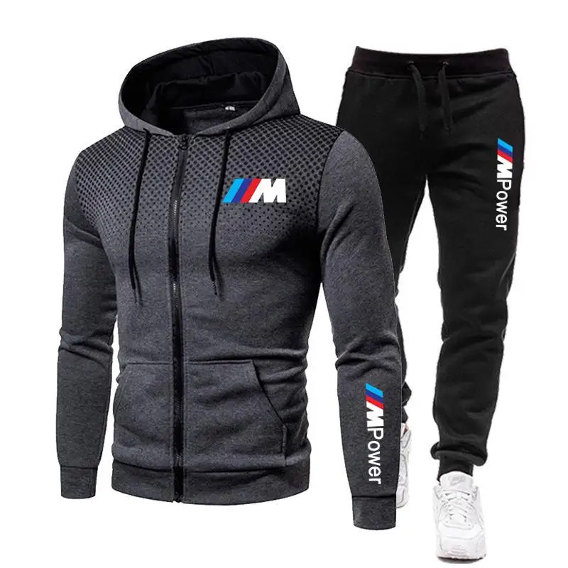 

2021New Men's Football Sets Zipper Hoodie+Pants Two Pieces Casual Tracksuit Male Sportswear Gym Brand Clothing Sweat Suit