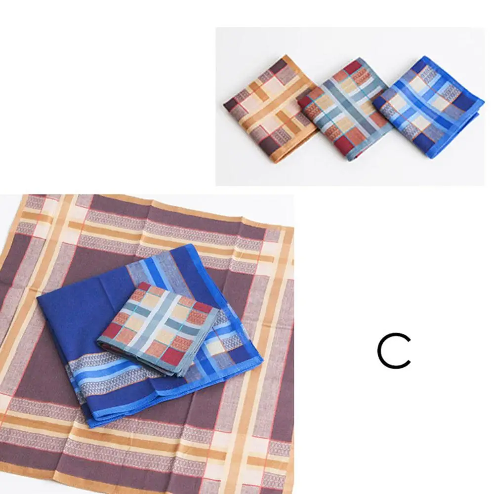 Plaid C 3Pcs 3-5 шт./лот разноцветные носовые платки для женщин хлопок Цветочный вышитый шарф Карманный платок случайный цвет - Цвет: Plaid C 3Pcs