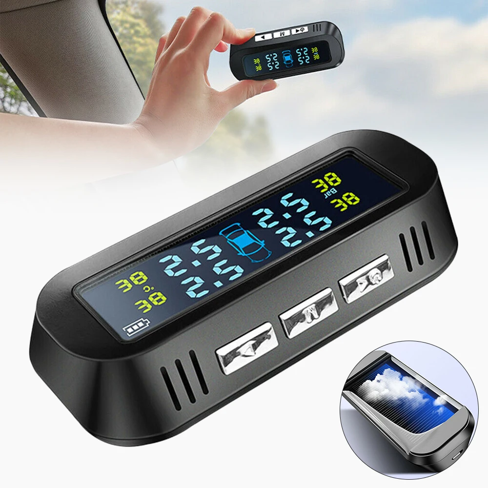 

Датчик давления в шинах автомобиля, USB-датчик давления в шинах с солнечной зарядкой, 4 датчика в реальном времени