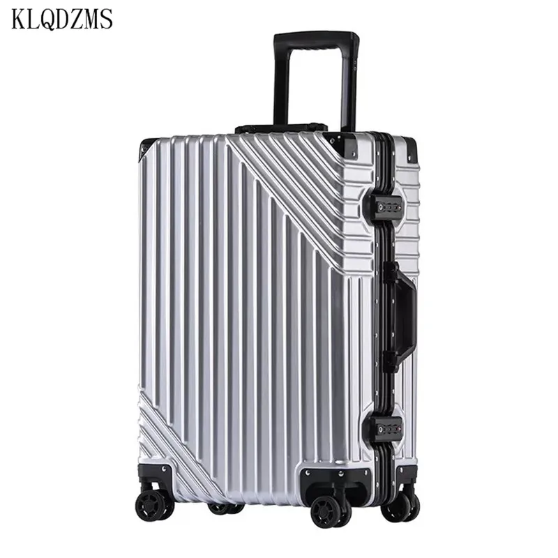 

KLQDZMS Aluminum Frame Rolling Luggage Spinner Girl Trolley Travel Bag 20inch Men Business Carry On Suitcases Wheel 24"26"29inch