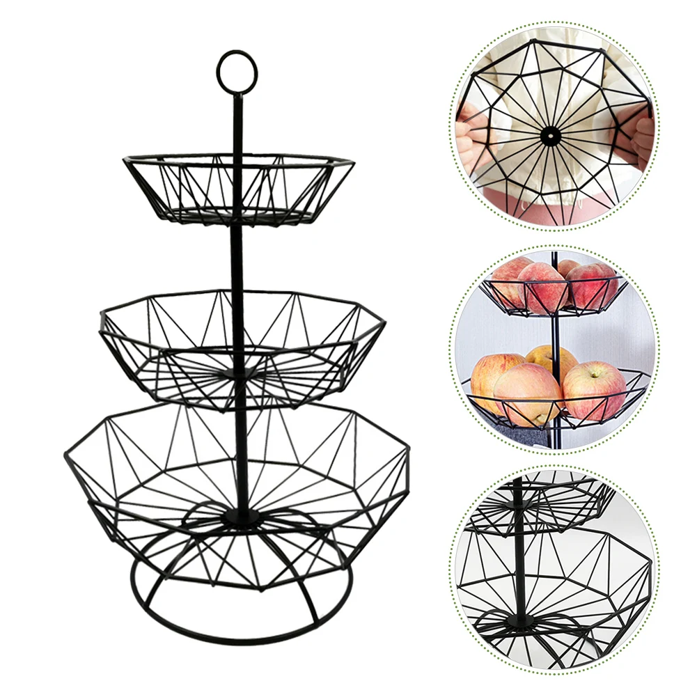 

3-Tier Fruit Basket Home Decor Iron Art Living Room Tray Storage Plate Tableware Multifunctional Countertop Modern Kitchen Dish