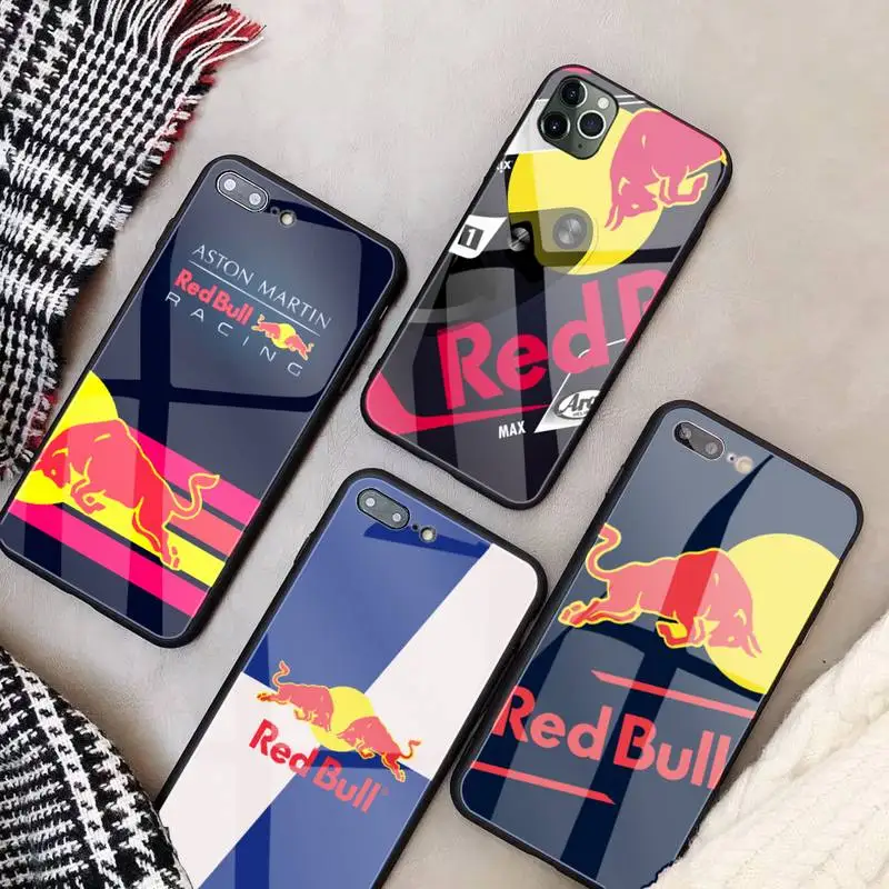 Чехол для телефона Red Drink Bull Racing стеклянный чехол Iphone 11 12 Pro Max XR Mini 7 8 2020 PLUS |