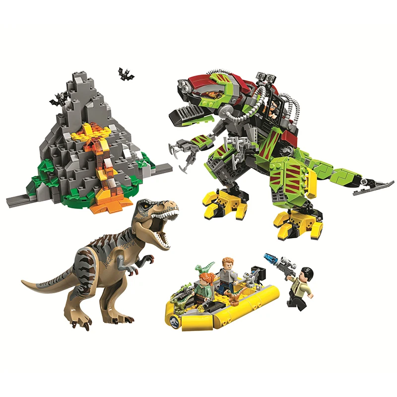 

New World Park Building Block Rex Pterosauria Tyrannosaurus Triceratops Escape Compatible Lepinblocks Dinosaur Kids Toys