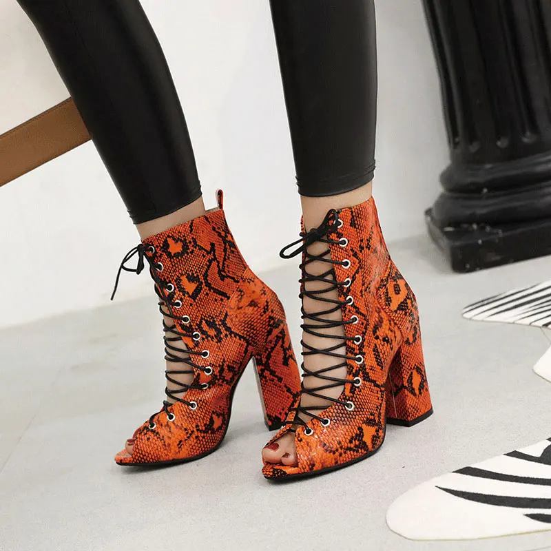 

Lasyarrow Women Summer Shoes Woman Size 48 Peep Toe Boots Ladies Cross Strap Thick High Heel Open Toe Summer Boots Sandalias